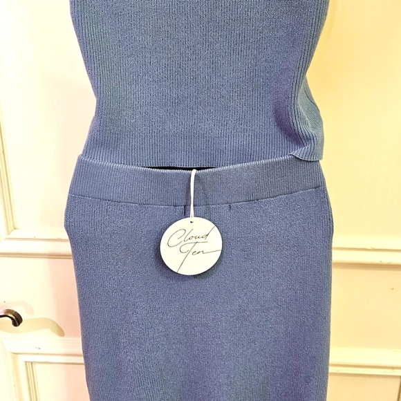 Cloud Ten Blue Sleeveless Knit High Neck Festival Dress with Fringe,Medium, NWT - Picture 15 of 16